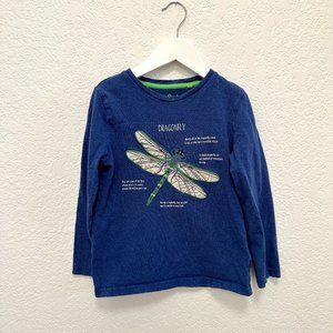 Mini Boden Blue Longsleeve Dragonfly Graphic Shirt 6/7